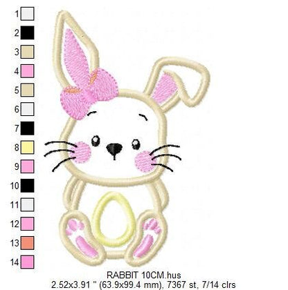 Bunny embroidery design - Rabbit embroidery designs machine embroidery pattern - Baby girl embroidery file - Easter Bunny applique download