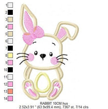 Laden Sie das Bild in den Galerie-Viewer, Bunny embroidery design - Rabbit embroidery designs machine embroidery pattern - Baby girl embroidery file - Easter Bunny applique download
