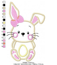 Charger l&#39;image dans la galerie, Bunny embroidery design - Rabbit embroidery designs machine embroidery pattern - Baby girl embroidery file - Easter Bunny applique download
