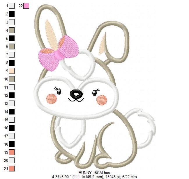 Female Bunny with lace embroidery design - Rabbit embroidery designs machine embroidery pattern - bunny applique design - instant download - Marcia Embroidery