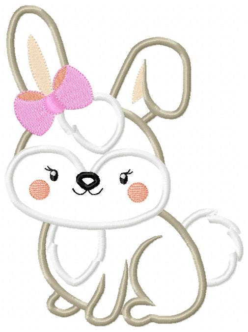 Female Bunny with lace embroidery design - Rabbit embroidery designs machine embroidery pattern - bunny applique design - instant download - Marcia Embroidery