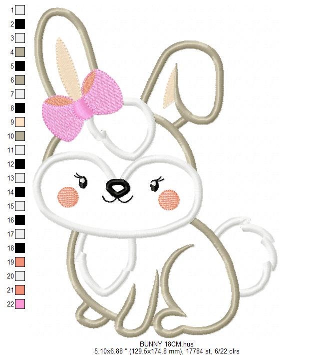 Female Bunny with lace embroidery design - Rabbit embroidery designs machine embroidery pattern - bunny applique design - instant download - Marcia Embroidery