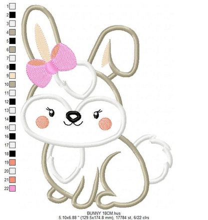 Female Bunny with lace embroidery design - Rabbit embroidery designs machine embroidery pattern - bunny applique design - instant download - Marcia Embroidery