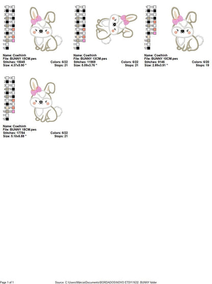 Female Bunny with lace embroidery design - Rabbit embroidery designs machine embroidery pattern - bunny applique design - instant download - Marcia Embroidery