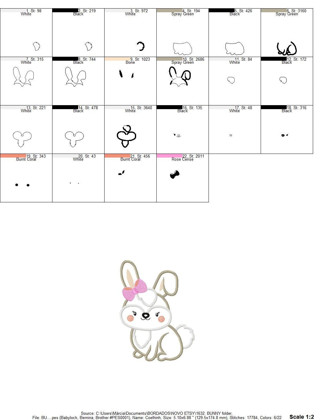 Female Bunny with lace embroidery design - Rabbit embroidery designs machine embroidery pattern - bunny applique design - instant download - Marcia Embroidery