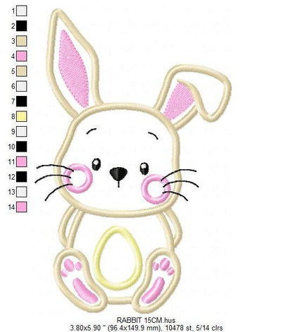 Bunny embroidery design - Rabbit embroidery designs machine embroidery pattern - Baby boy embroidery file - Rabbit applique Easter download
