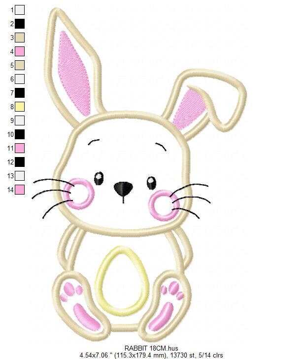 Bunny embroidery design - Rabbit embroidery designs machine embroidery pattern - Baby boy embroidery file - Rabbit applique Easter download