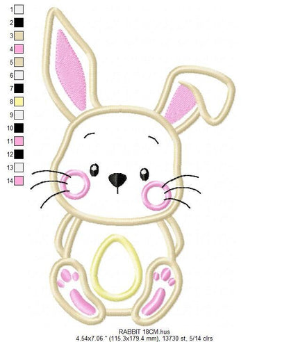 Bunny embroidery design - Rabbit embroidery designs machine embroidery pattern - Baby boy embroidery file - Rabbit applique Easter download