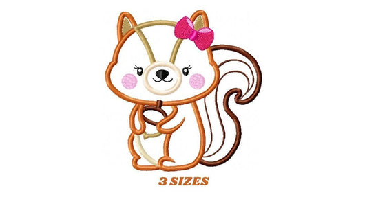 Female Squirrel embroidery design - Animal embroidery designs machine embroidery pattern - Girl Squirrel lace applique - instant download