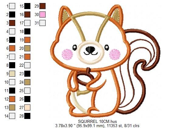 Squirrel embroidery design - Animal embroidery designs machine embroidery pattern - Woodland animals embroidery file - instant download pes