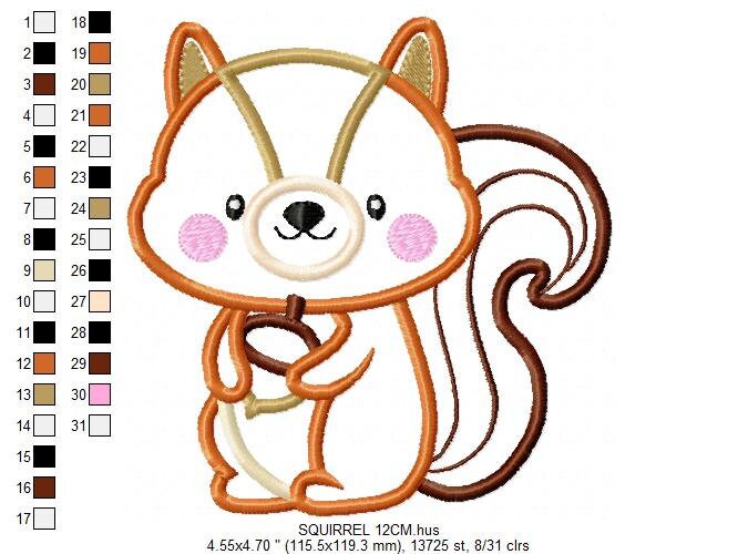 Squirrel embroidery design - Animal embroidery designs machine embroidery pattern - Woodland animals embroidery file - instant download pes