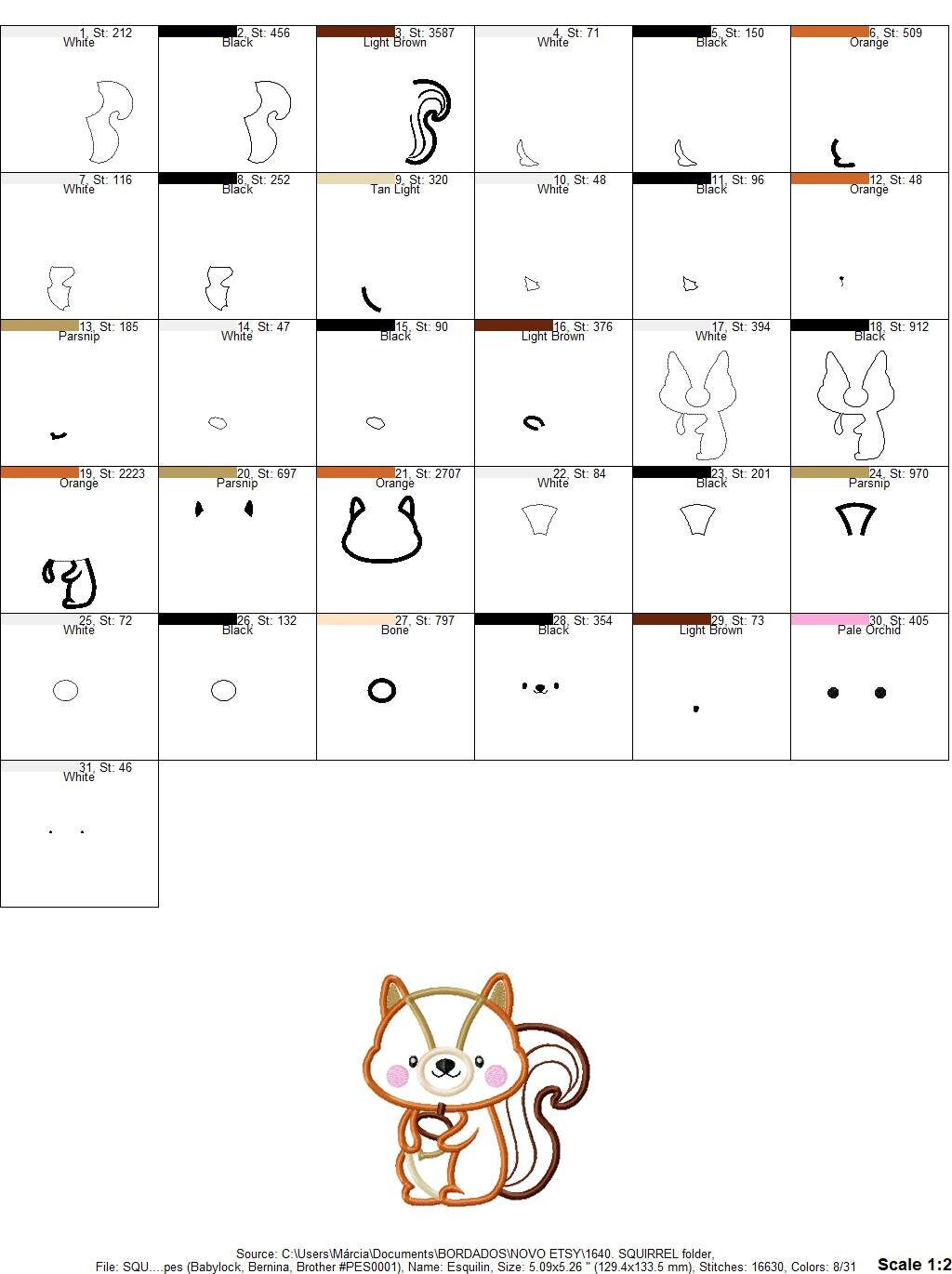 Squirrel embroidery design - Animal embroidery designs machine embroidery pattern - Woodland animals embroidery file - instant download pes