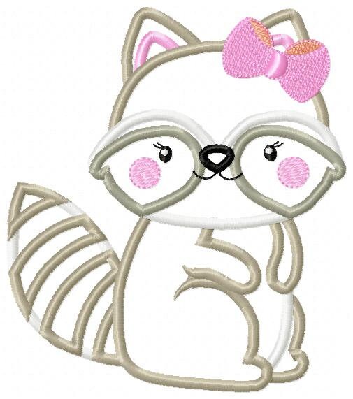 Female Raccoon with lace embroidery designs - Animal embroidery design machine embroidery pattern - Raccoon applique - instant download pes Marcia Embroidery