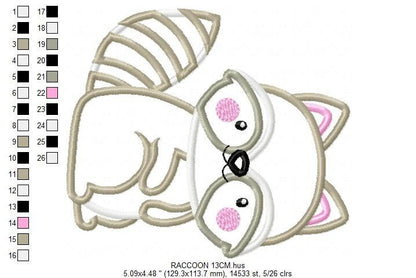 Raccoon embroidery designs - Animal embroidery design machine embroidery pattern - Woodland embroidery file - Raccoon applique design boy