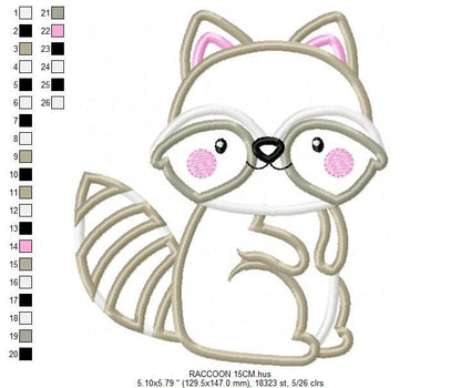 Raccoon embroidery designs - Animal embroidery design machine embroidery pattern - Woodland embroidery file - Raccoon applique design boy