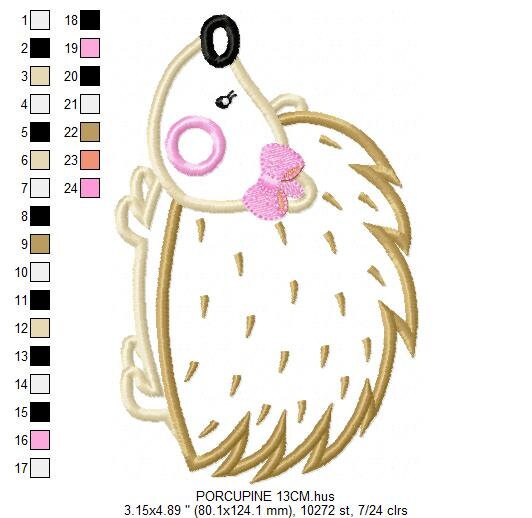 Hedgehog embroidery designs - Woodland Animal embroidery design machine embroidery pattern - Porcupine embroidery file  instant download