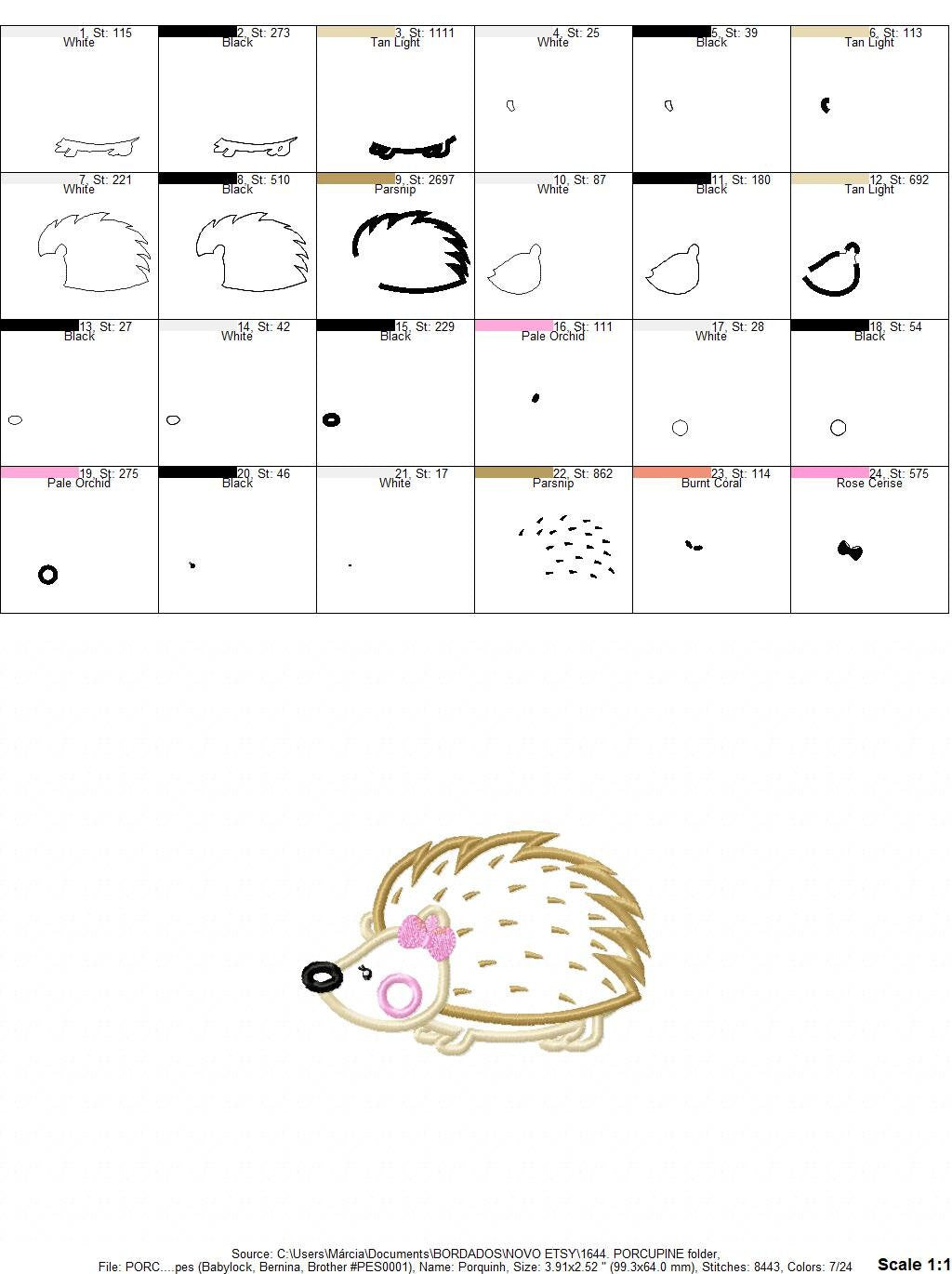 Hedgehog embroidery designs - Woodland Animal embroidery design machine embroidery pattern - Porcupine embroidery file  instant download