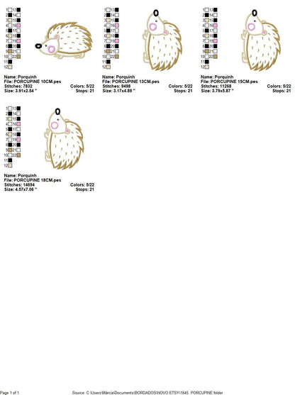 Hedgehog embroidery designs - Woodland Animal embroidery design machine embroidery pattern - Porcupine embroidery file  instant download - Marcia Embroidery