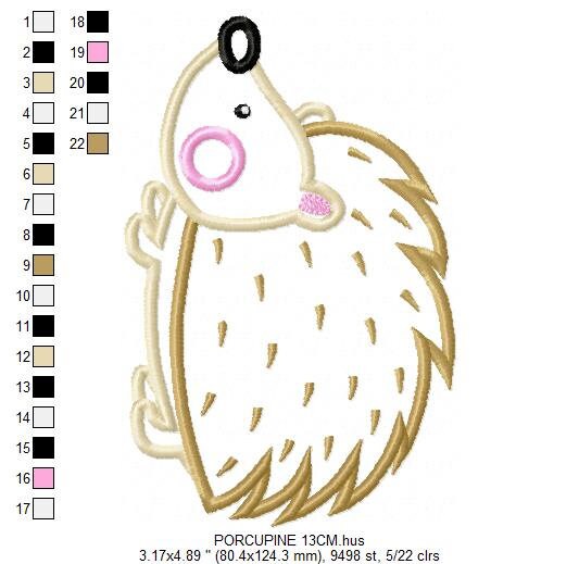 Hedgehog embroidery designs - Woodland Animal embroidery design machine embroidery pattern - Porcupine embroidery file  instant download - Marcia Embroidery