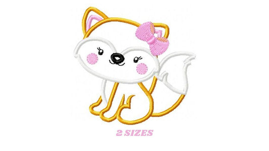 Female Fox embroidery designs - Red Fox embroidery design machine embroidery pattern - Animal embroidery - Fox with lace applique download