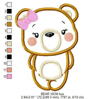Bear embroidery designs - Teddy embroidery design machine embroidery pattern - Baby Girl embroidery file - Bear applique design Marcia Embroidery