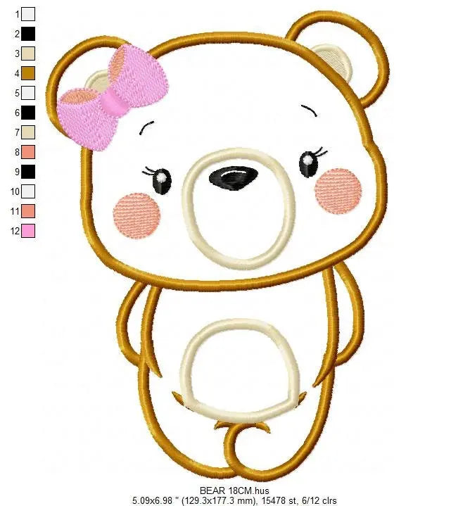 Bear embroidery designs - Teddy embroidery design machine embroidery pattern - Baby Girl embroidery file - Bear applique design Marcia Embroidery