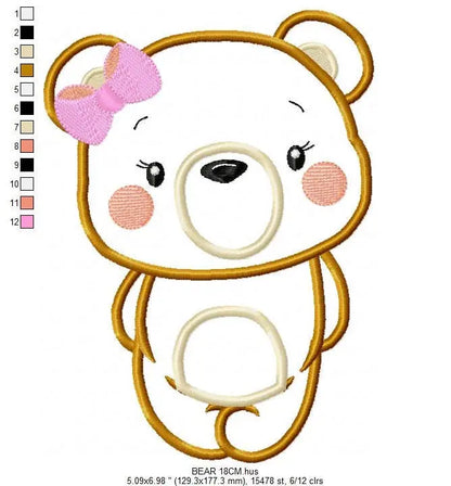 Bear embroidery designs - Teddy embroidery design machine embroidery pattern - Baby Girl embroidery file - Bear applique design Marcia Embroidery