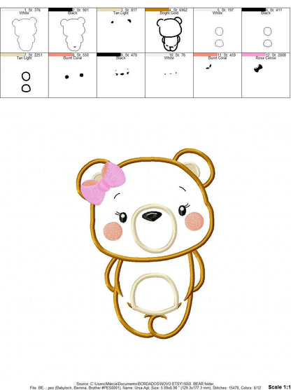 Bear embroidery designs - Teddy embroidery design machine embroidery pattern - Baby Girl embroidery file - Bear applique design Marcia Embroidery