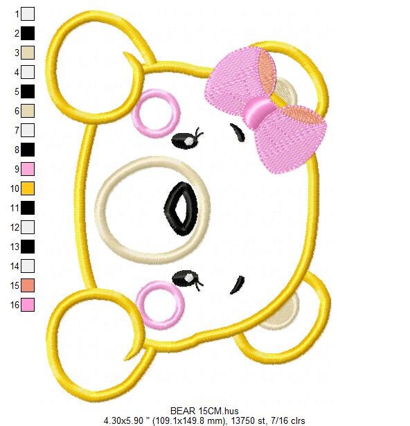 Bear embroidery designs - Teddy embroidery design machine embroidery pattern - Baby Girl embroidery file - instant download bear peak a boo Marcia Embroidery
