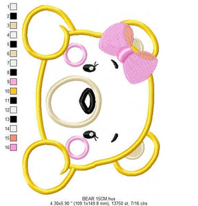 Bear embroidery designs - Teddy embroidery design machine embroidery pattern - Baby Girl embroidery file - instant download bear peak a boo