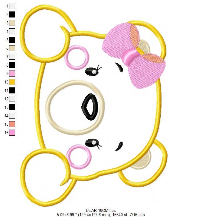 Bear embroidery designs - Teddy embroidery design machine embroidery pattern - Baby Girl embroidery file - instant download bear peak a boo Marcia Embroidery
