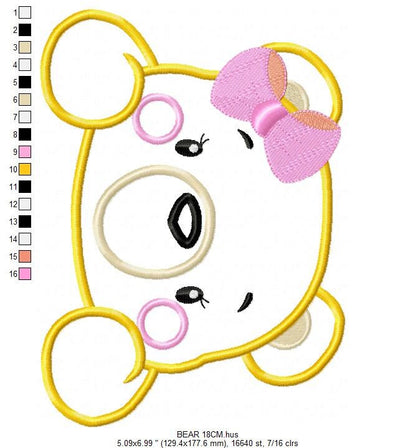 Bear embroidery designs - Teddy embroidery design machine embroidery pattern - Baby Girl embroidery file - instant download bear peak a boo Marcia Embroidery