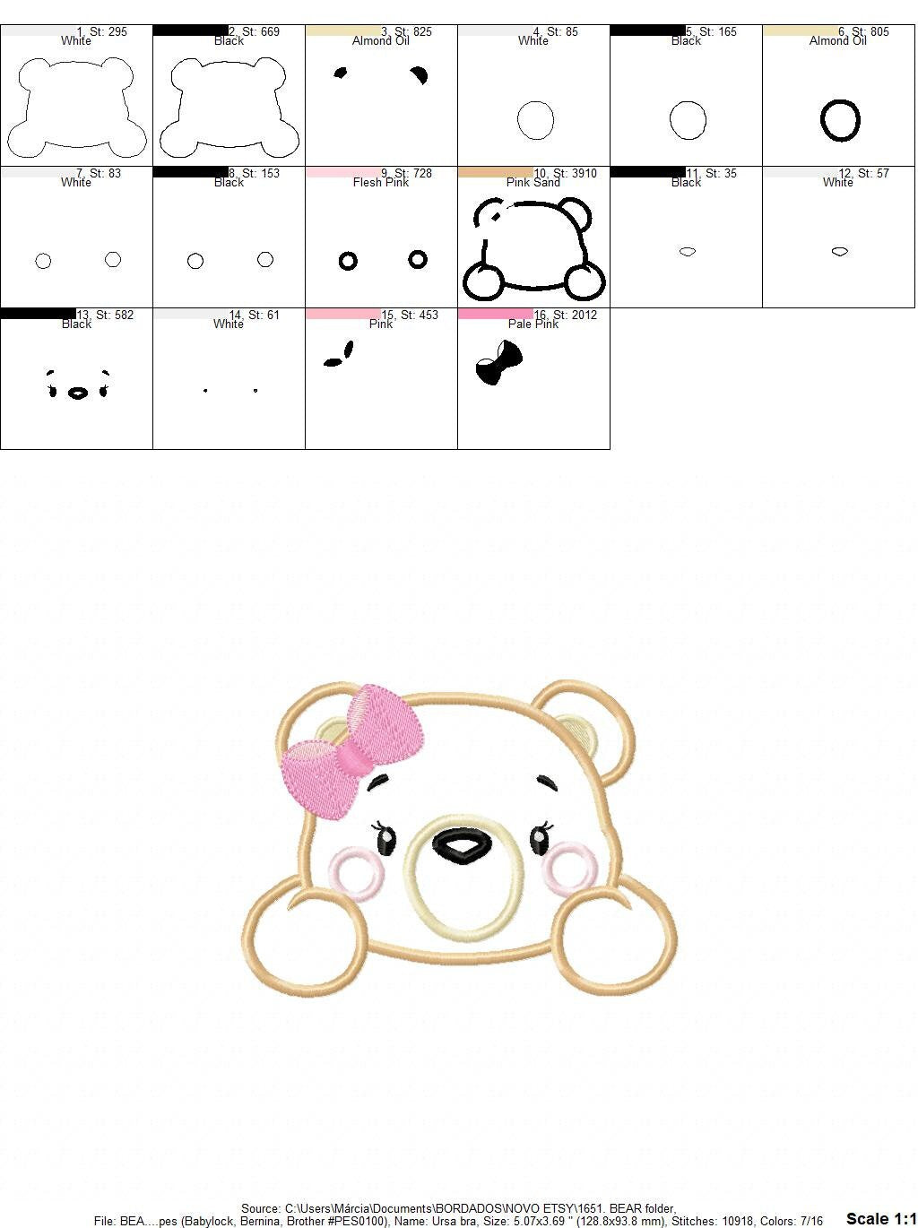 Bear embroidery designs - Teddy embroidery design machine embroidery pattern - Baby Girl embroidery file - instant download bear peak a boo Marcia Embroidery