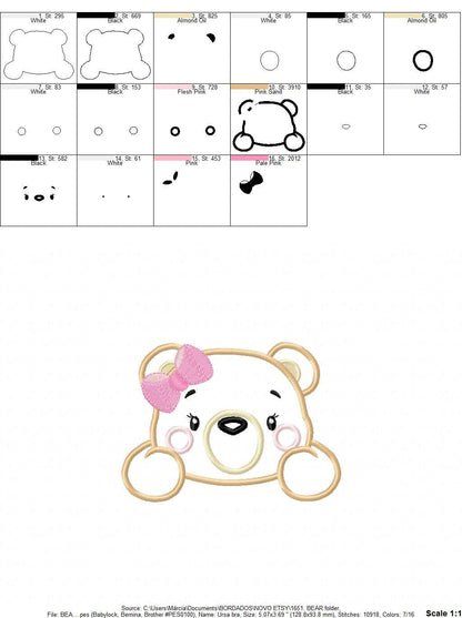 Bear embroidery designs - Teddy embroidery design machine embroidery pattern - Baby Girl embroidery file - instant download bear peak a boo Marcia Embroidery