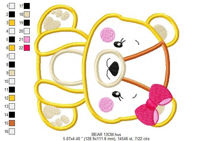 Girl Bear embroidery designs - Teddy embroidery design machine embroidery pattern - Baby girl embroidery file - bear applique download pes Marcia Embroidery