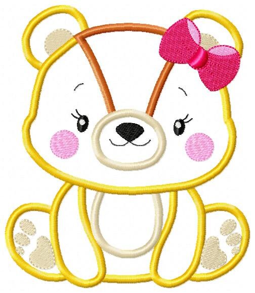 Girl Bear embroidery designs - Teddy embroidery design machine embroidery pattern - Baby girl embroidery file - bear applique download pes Marcia Embroidery
