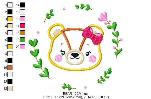 Female Bear embroidery designs - Laurel embroidery design machine embroidery pattern - Baby Girl embroidery file - instant download Teddy Marcia Embroidery