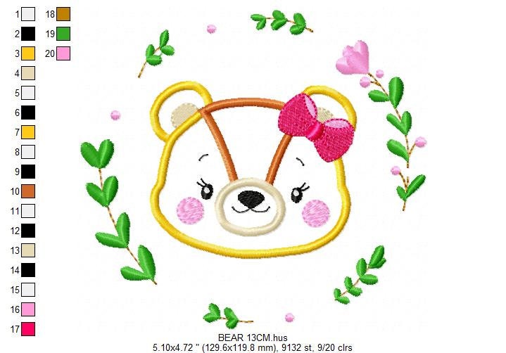 Female Bear embroidery designs - Laurel embroidery design machine embroidery pattern - Baby Girl embroidery file - instant download Teddy Marcia Embroidery