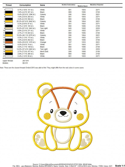 Bear embroidery designs - Teddy embroidery design machine embroidery pattern - Baby Boy embroidery file - instant download bear applique Marcia Embroidery