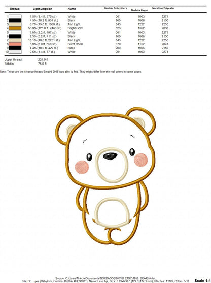 Bear embroidery designs - Teddy bear applique machine embroidery pattern - Baby Boy and girl file - Instant digital download jef pes dst hus Marcia Embroidery