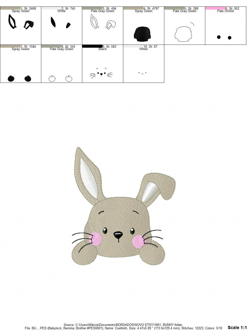 Bunny face embroidery design - Rabbit embroidery designs machine embroidery pattern - Baby boy embroidery file - Easter Rabbit pes jef vp3 Marcia Embroidery
