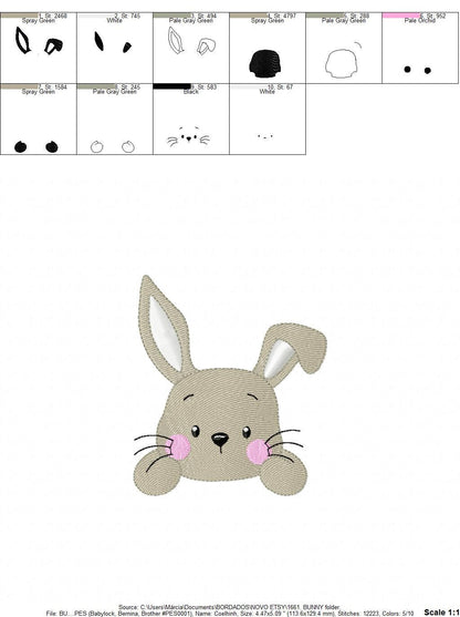 Bunny face embroidery design - Rabbit embroidery designs machine embroidery pattern - Baby boy embroidery file - Easter Rabbit pes jef vp3 Marcia Embroidery