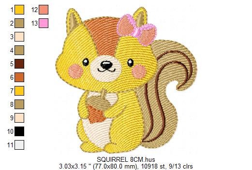 Squirrel embroidery design - Animal embroidery designs machine embroidery pattern - Woodland animals embroidery file - instant download pes
