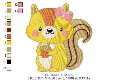 Squirrel embroidery design - Animal embroidery designs machine embroidery pattern - Woodland animals embroidery file - instant download pes
