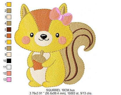 Squirrel embroidery design - Animal embroidery designs machine embroidery pattern - Woodland animals embroidery file - instant download pes
