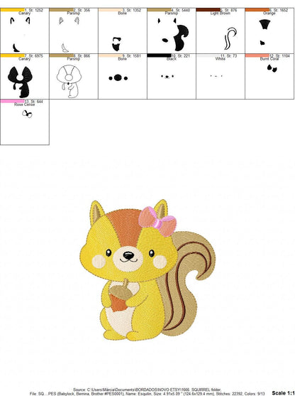 Squirrel embroidery design - Animal embroidery designs machine embroidery pattern - Woodland animals embroidery file - instant download pes