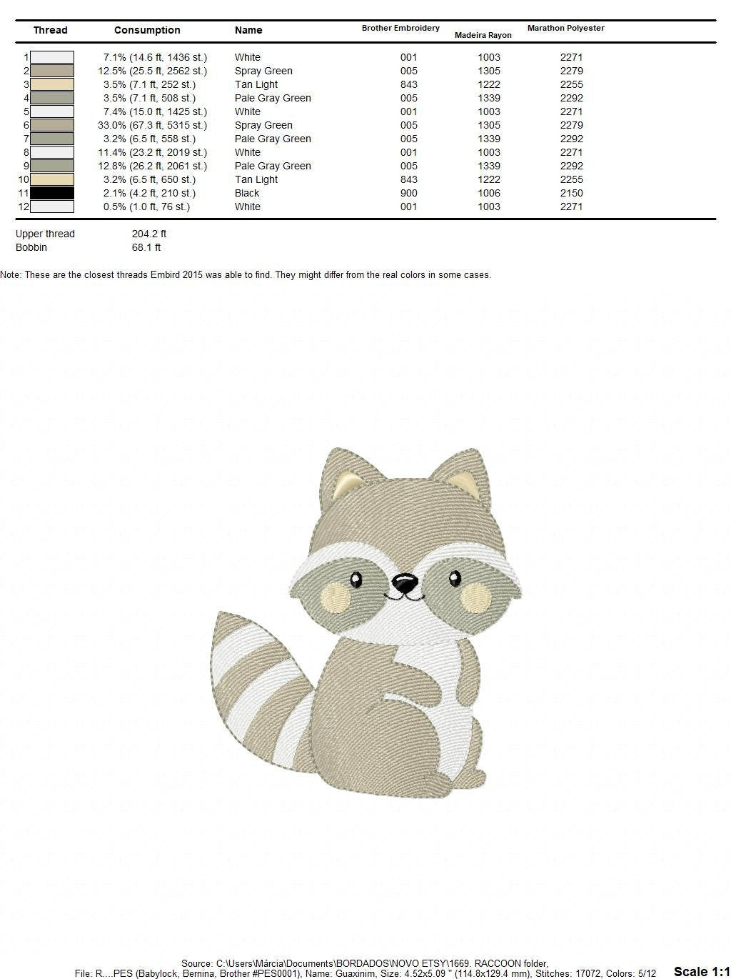 Raccoon embroidery designs - Animal embroidery design machine embroidery pattern - woodland embroidery file - Raccoon design digital pes jef