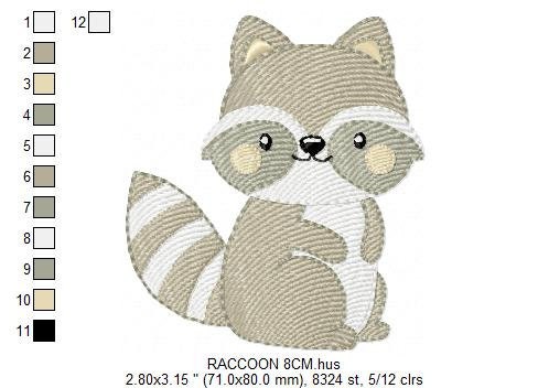 Raccoon embroidery designs - Animal embroidery design machine embroidery pattern - woodland embroidery file - Raccoon design digital pes jef