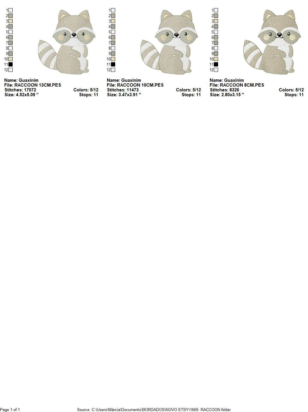 Raccoon embroidery designs - Animal embroidery design machine embroidery pattern - woodland embroidery file - Raccoon design digital pes jef