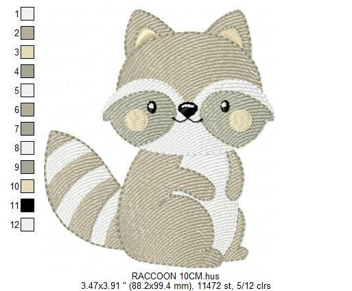 Raccoon embroidery designs - Animal embroidery design machine embroidery pattern - woodland embroidery file - Raccoon design digital pes jef